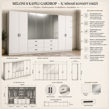 Meloni 8 Kapılı Gardrop