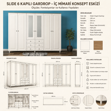 Slide 6 Kapılı Gardrop
