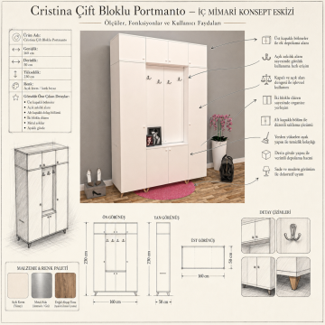 Cristina Çift Bloklu Portmanto