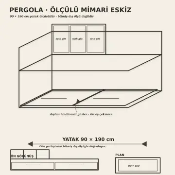 Pergola 90x190 Çekmeceli Sedir