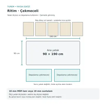 Ritim 90x190 Çekmeceli Sedir