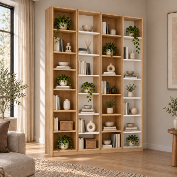 Nüve 160 Sonomo Basamaklı Açık Raflı Kitaplık