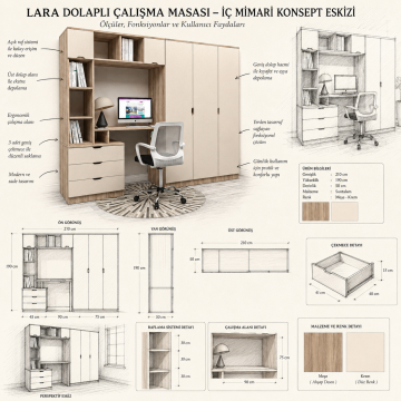 Lara Dolaplı Çalışma Masası