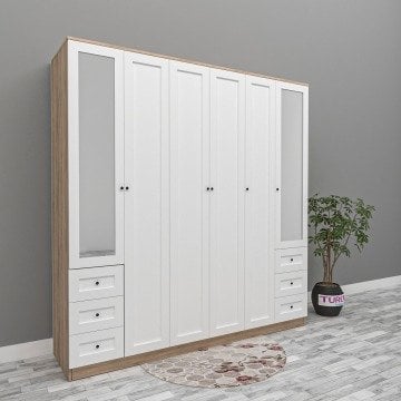 Lilya 6 Kapılı Çıtalı Kapak Gardrop