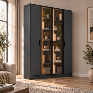 Duru 140 Antrasit İki Reflekte İki Kapaklı LED Kitaplık