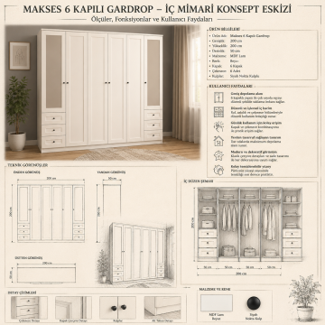 Makses 6 Kapılı Gardrop