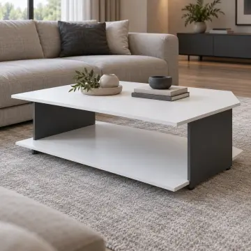Kesik Köşe 90×70 cm Asimetrik Orta Sehpa