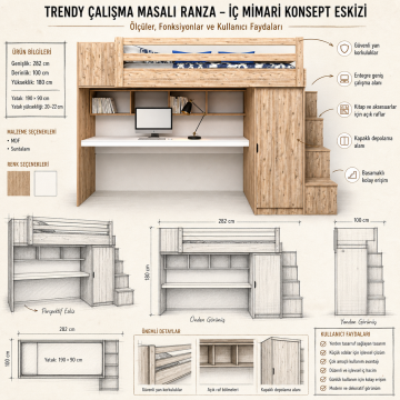 Trendy Çalışma Masalı Ranza