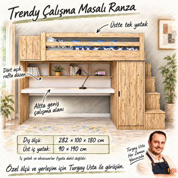 Trendy Çalışma Masalı Ranza