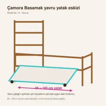 Çamora Basamak Doğal Ahşap Yavrulu Karyola