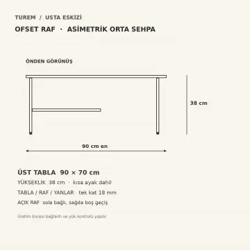 Ofset Raf 90×70 cm Asimetrik Orta Sehpa