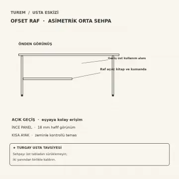 Ofset Raf 90×70 cm Asimetrik Orta Sehpa