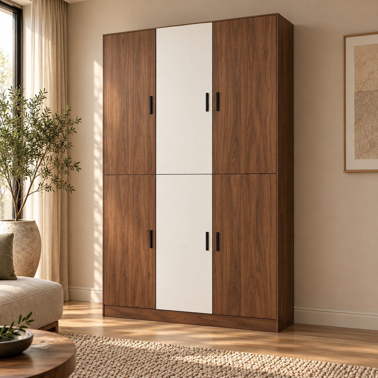 Zeren 120 Ceviz Beyaz Altı Kapaklı Kitaplık