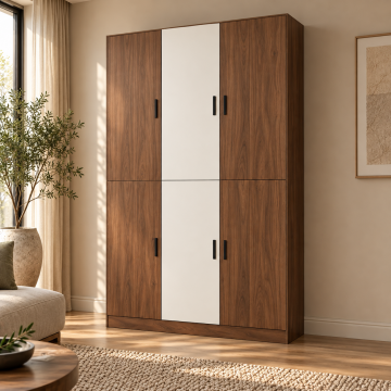 Zeren 120 Ceviz Beyaz Altı Kapaklı Kitaplık