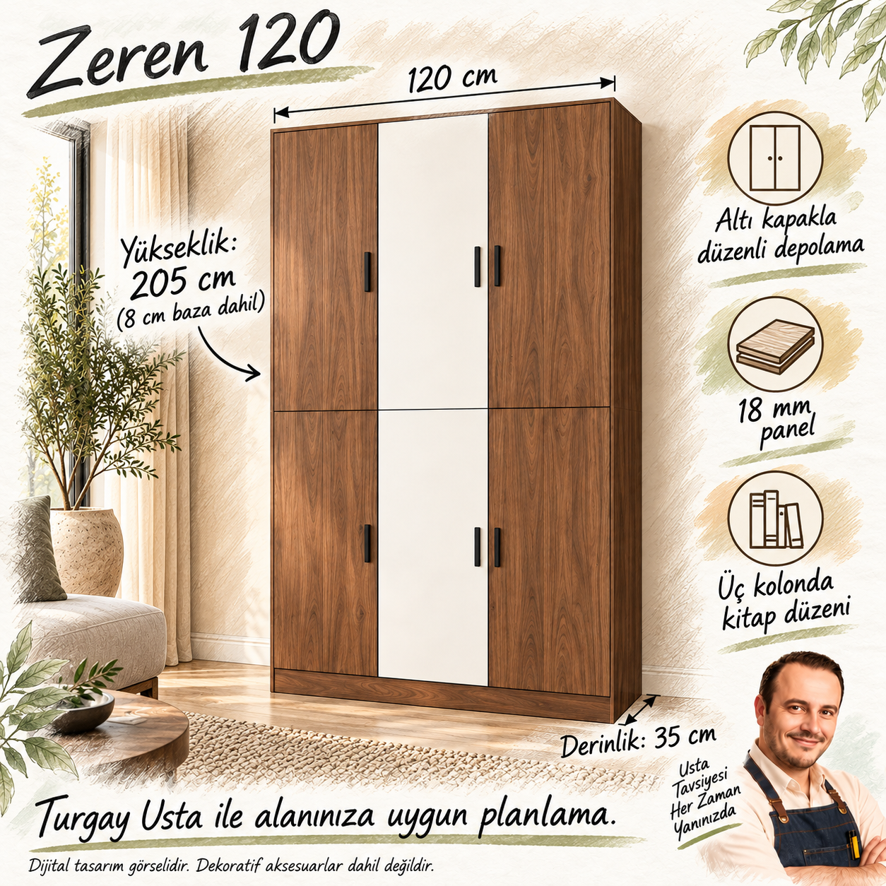 Zeren 120 altı kapaklı kitaplık ölçüleri ve Turgay Usta önerileri