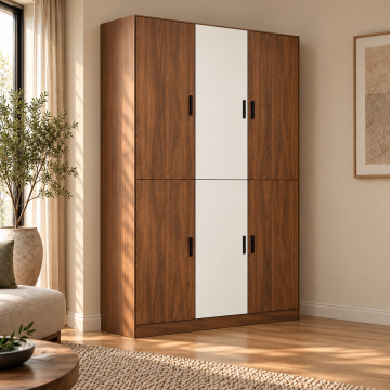Zeren 120 Ceviz Beyaz Altı Kapaklı Kitaplık