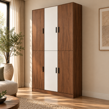 Zeren 120 Ceviz Beyaz Altı Kapaklı Kitaplık