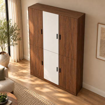 Zeren 120 Ceviz Beyaz Altı Kapaklı Kitaplık