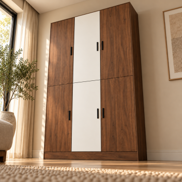 Zeren 120 Ceviz Beyaz Altı Kapaklı Kitaplık