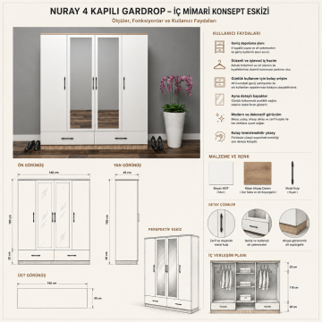 Nuray 4 Kapılı Gardrop