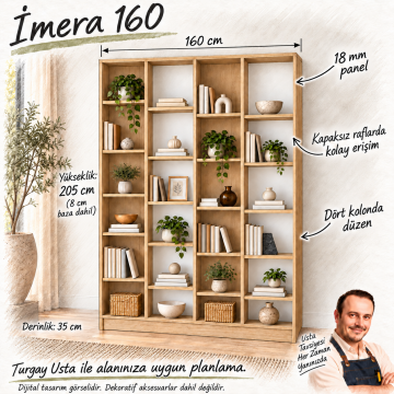 İmera 160 Sonomo Köprü Raflı Açık Kitaplık