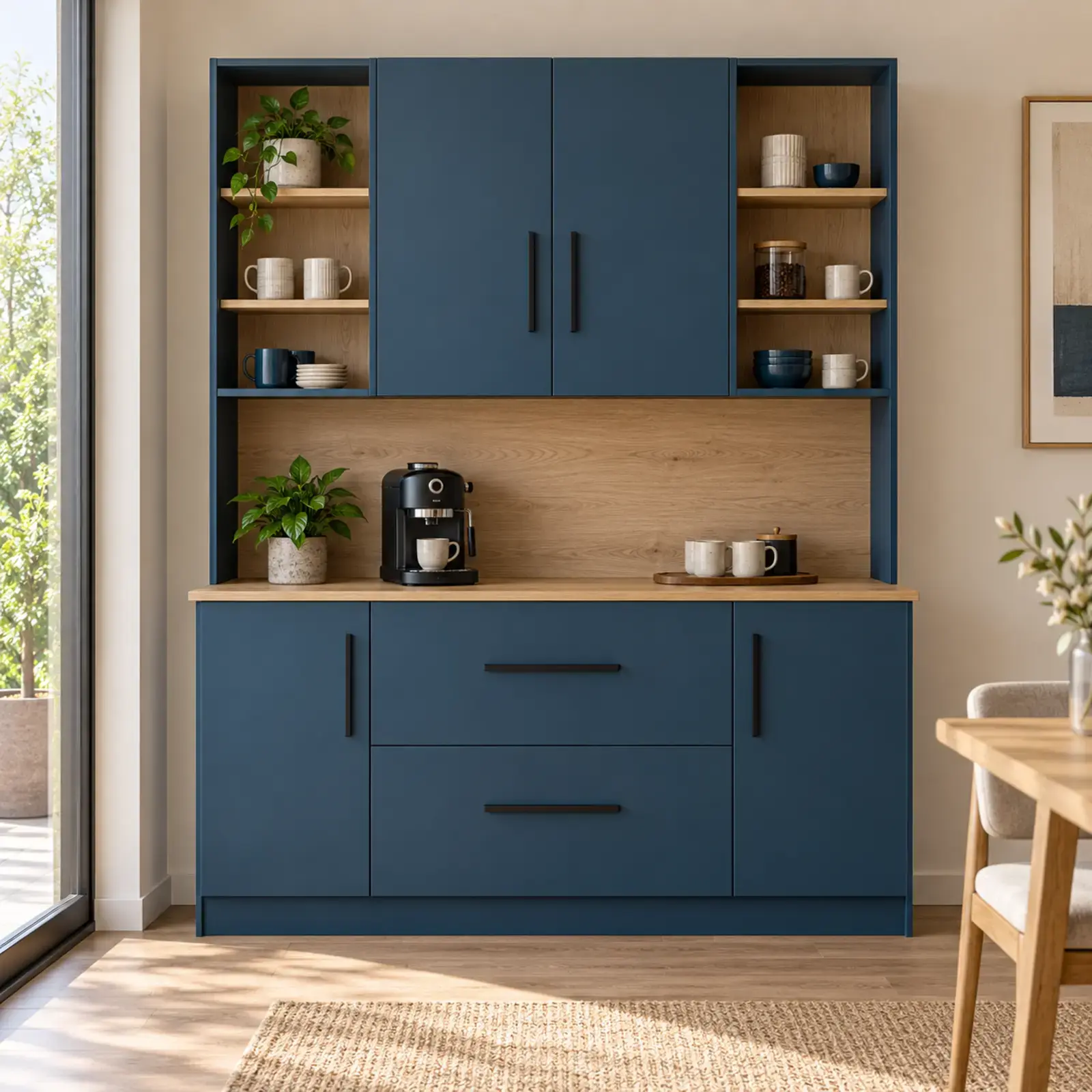 Arvena 140 cm Çift Yan Raflı Düz MDF Kahve Köşesi