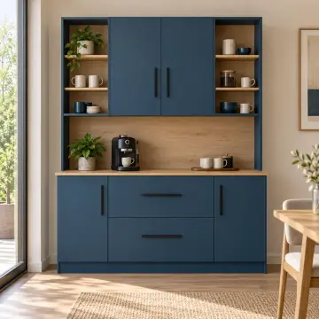 Arvena 140 cm Çift Yan Raflı Düz MDF Kahve Köşesi