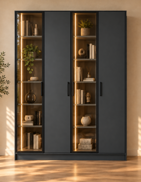 Evara 160 Antrasit İki Reflekte İki Kapaklı LED Kitaplık
