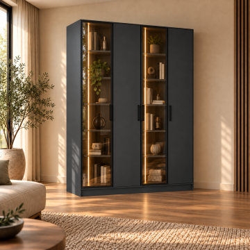 Evara 160 Antrasit İki Reflekte İki Kapaklı LED Kitaplık