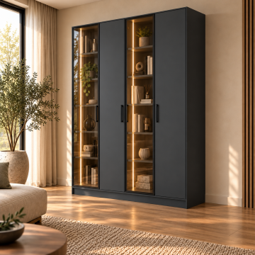 Evara 160 Antrasit İki Reflekte İki Kapaklı LED Kitaplık