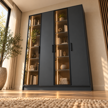 Evara 160 Antrasit İki Reflekte İki Kapaklı LED Kitaplık