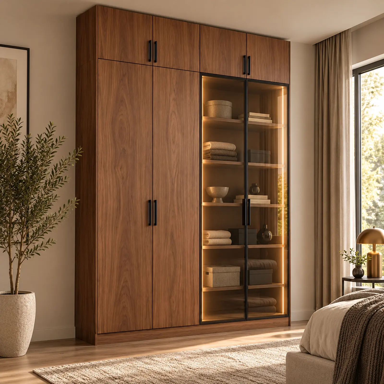 Veyra 160 Çift Askılıklı Reflekte LED’li MDF Gardırop