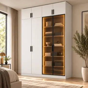 Veyra 160 Çift Askılıklı Reflekte LED’li MDF Gardırop