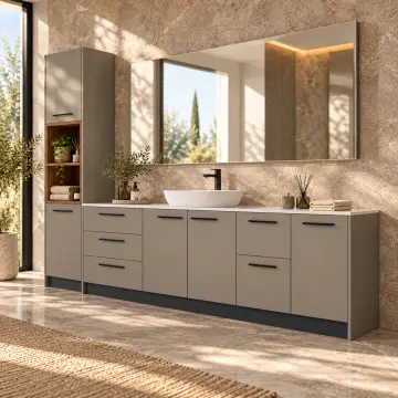 Lirenvessa Lake Beş Çekmeceli Açık Raflı Servis Kuleli Banyo Dolabı 240 cm