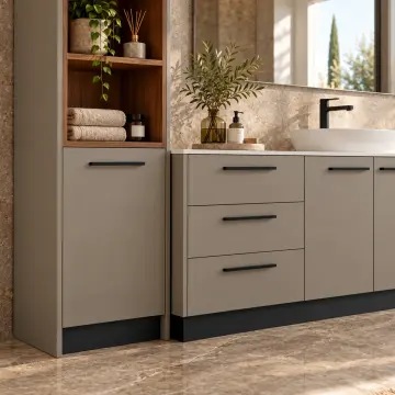 Lirenvessa Lake Beş Çekmeceli Açık Raflı Servis Kuleli Banyo Dolabı 240 cm
