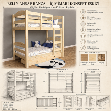 Belly Ahşap Ranza