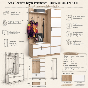 Asos Ceviz Ve Beyaz Portmanto