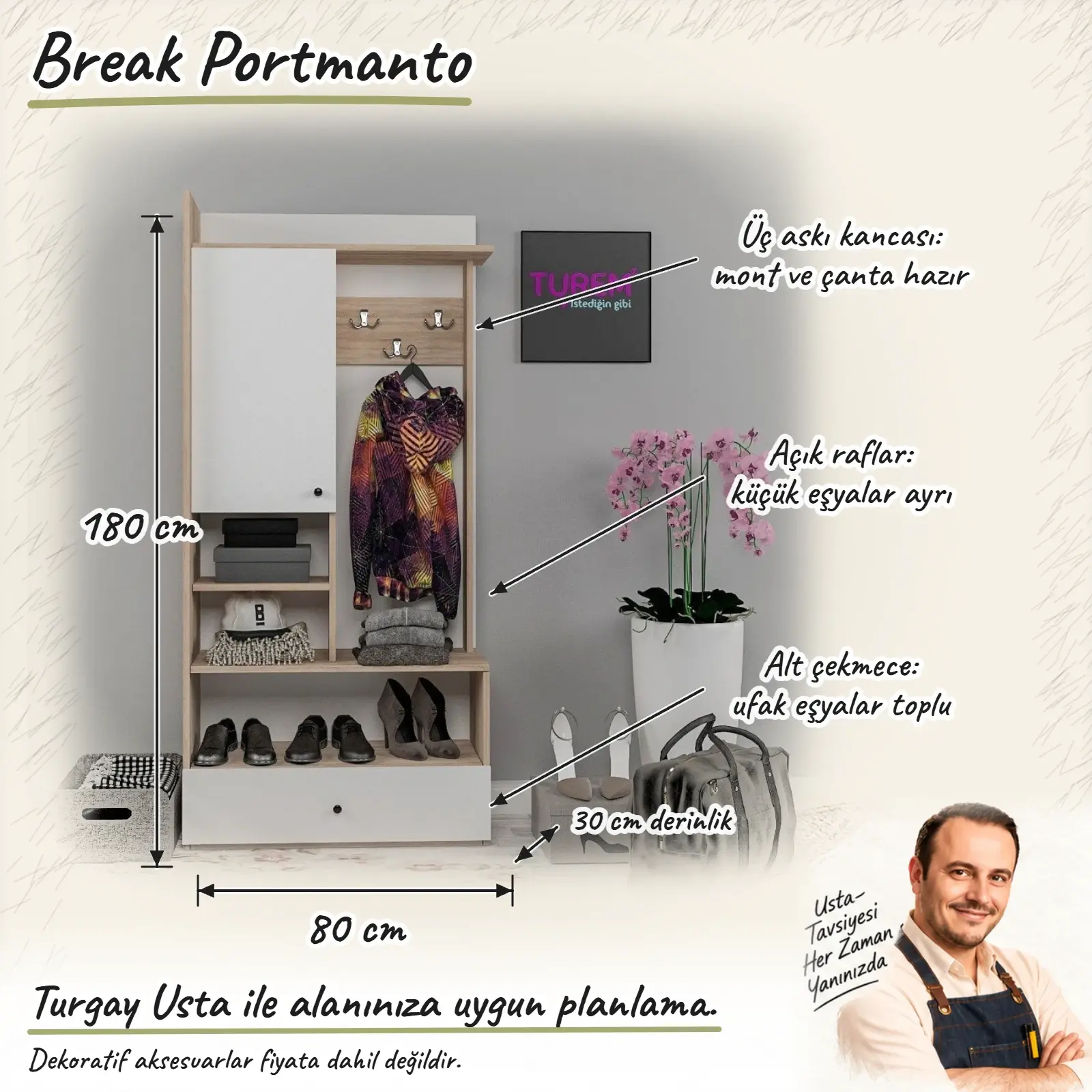 Break Portmanto ölçülü Turgay Usta eskizi