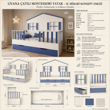 Livana Çatılı Montessori Yatak