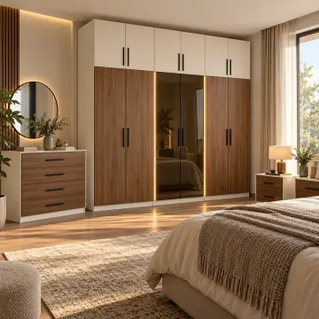 Selora 240 Reflekte LED’li MDF Gardırop Şifonyer Komodin Seti