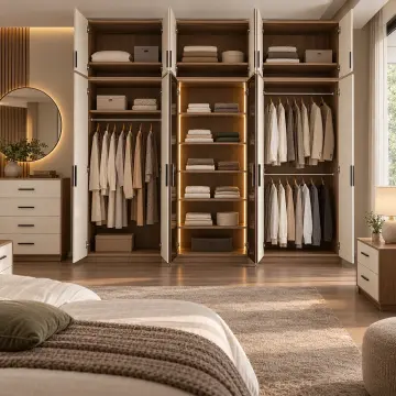 Selora 240 Reflekte LED’li MDF Gardırop Şifonyer Komodin Seti