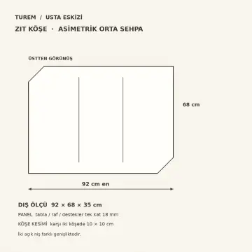 Zıt Köşe 92×68 cm Asimetrik Orta Sehpa