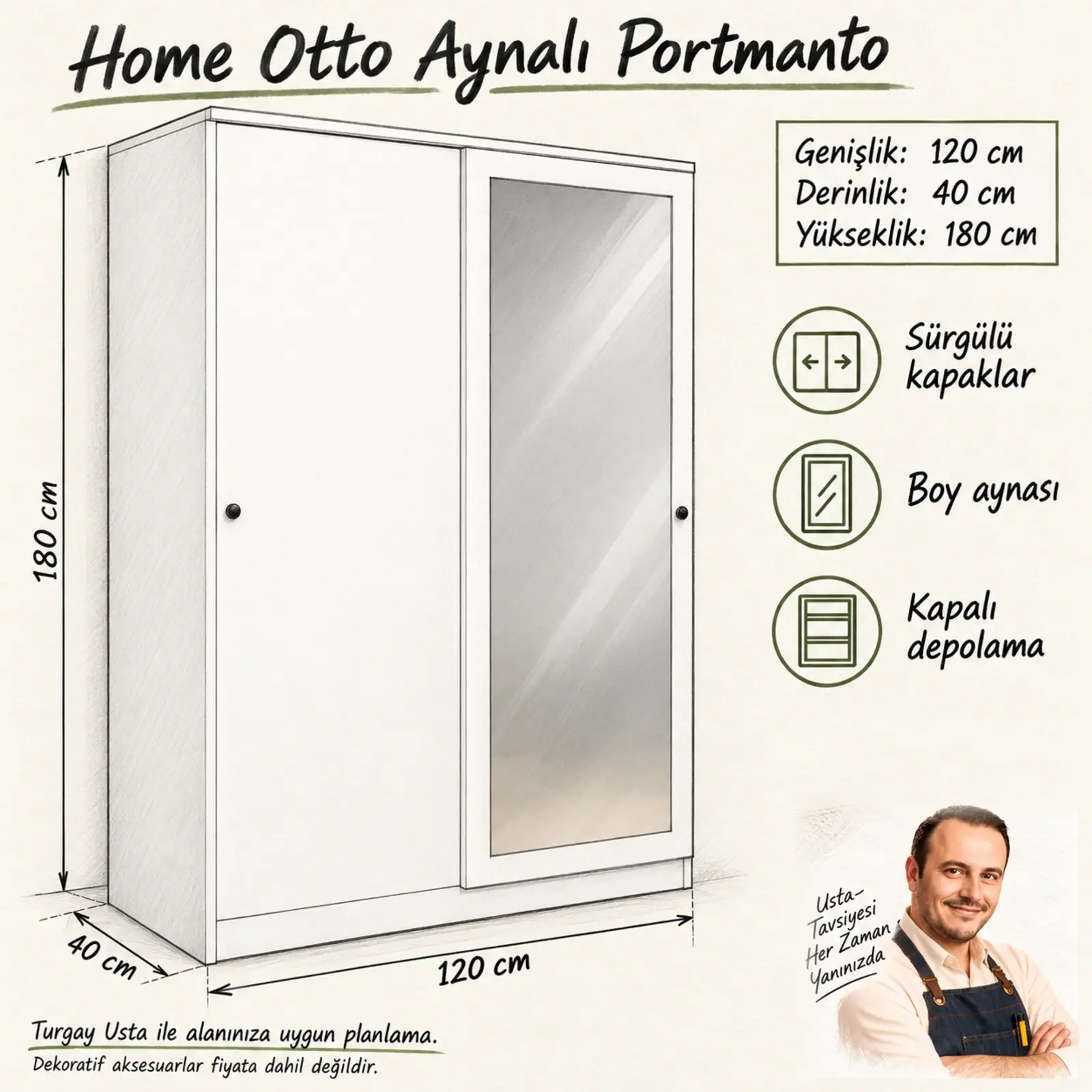 Home Otto Aynalı Portmanto ölçülü Turgay Usta eskizi