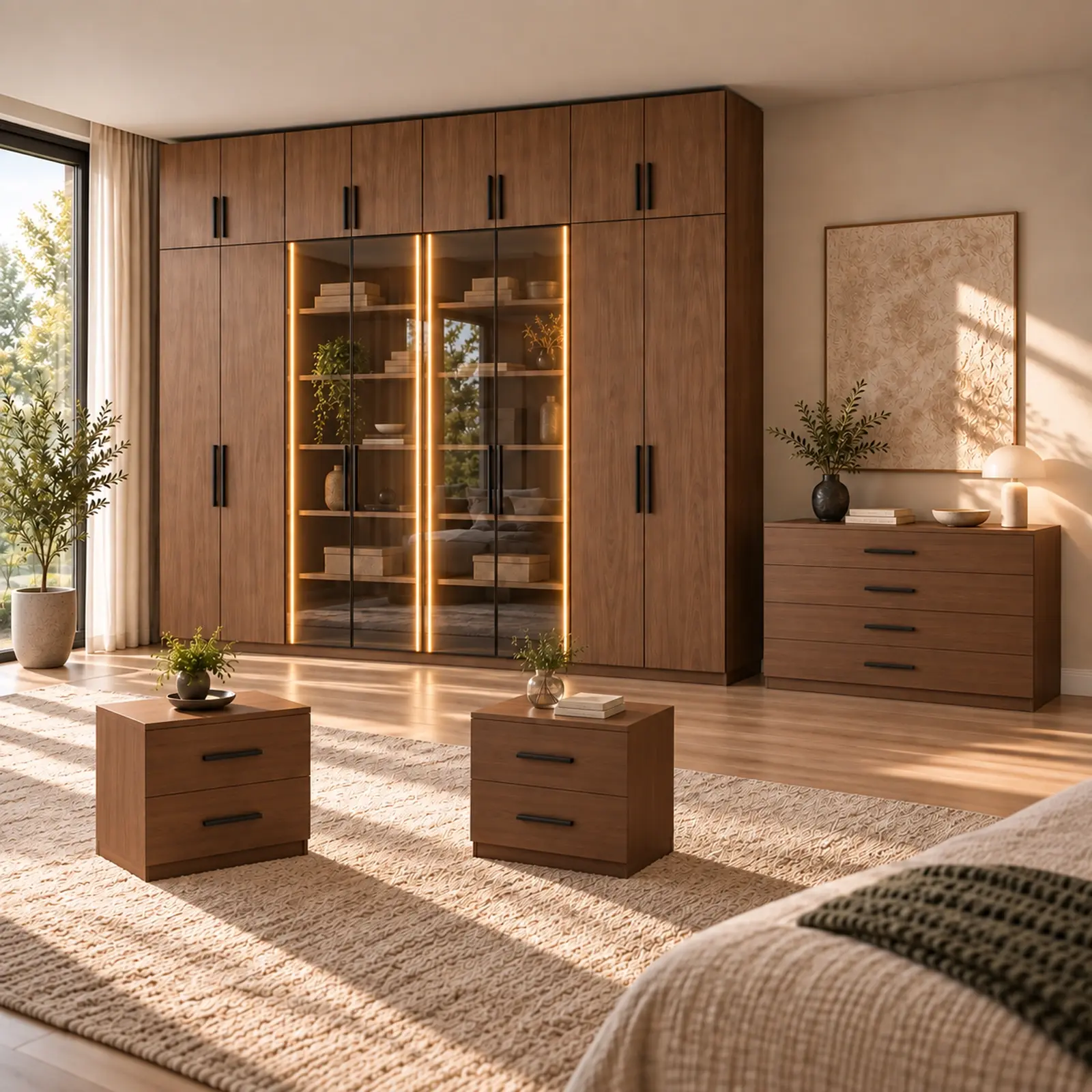 Neriva 320 Reflekte LED’li MDF Yatak Odası Takımı