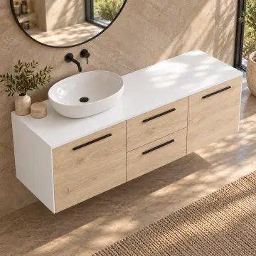 Velyandra Düz MDF İki Kapaklı İki Çekmeceli Asma Banyo Dolabı 120 cm