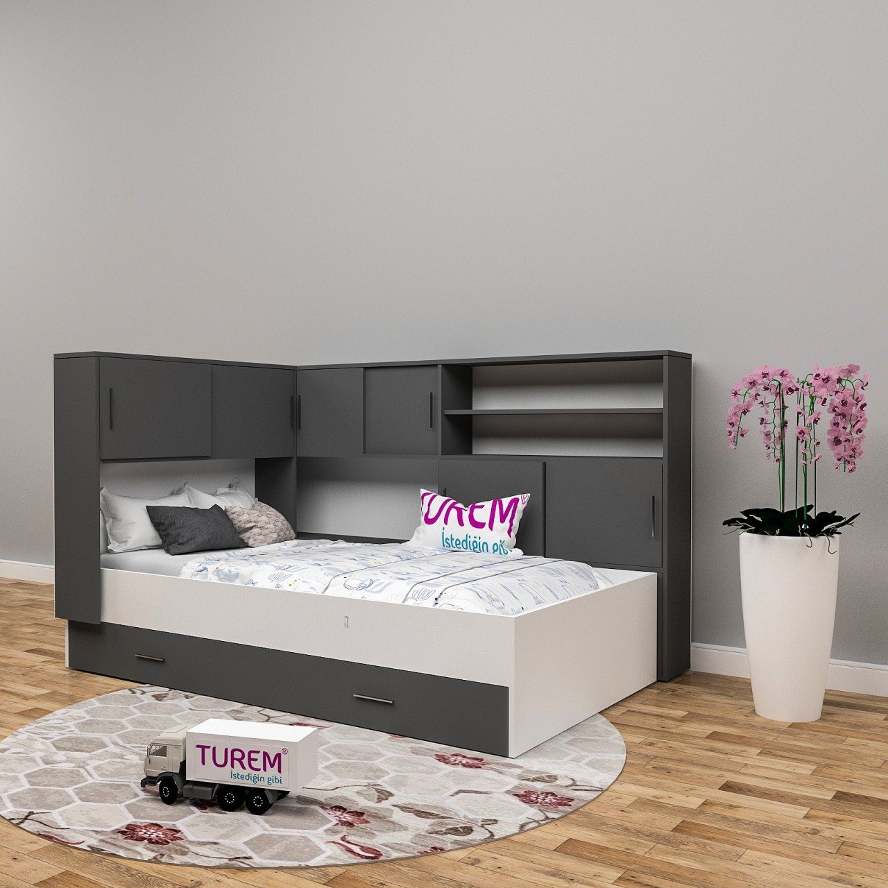 Artem Dolaplı Yavrulu Karyola