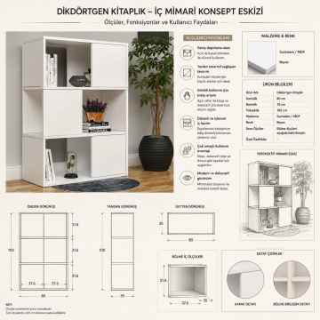 Dikdörtgen Kitaplık Suntalam/Mdf