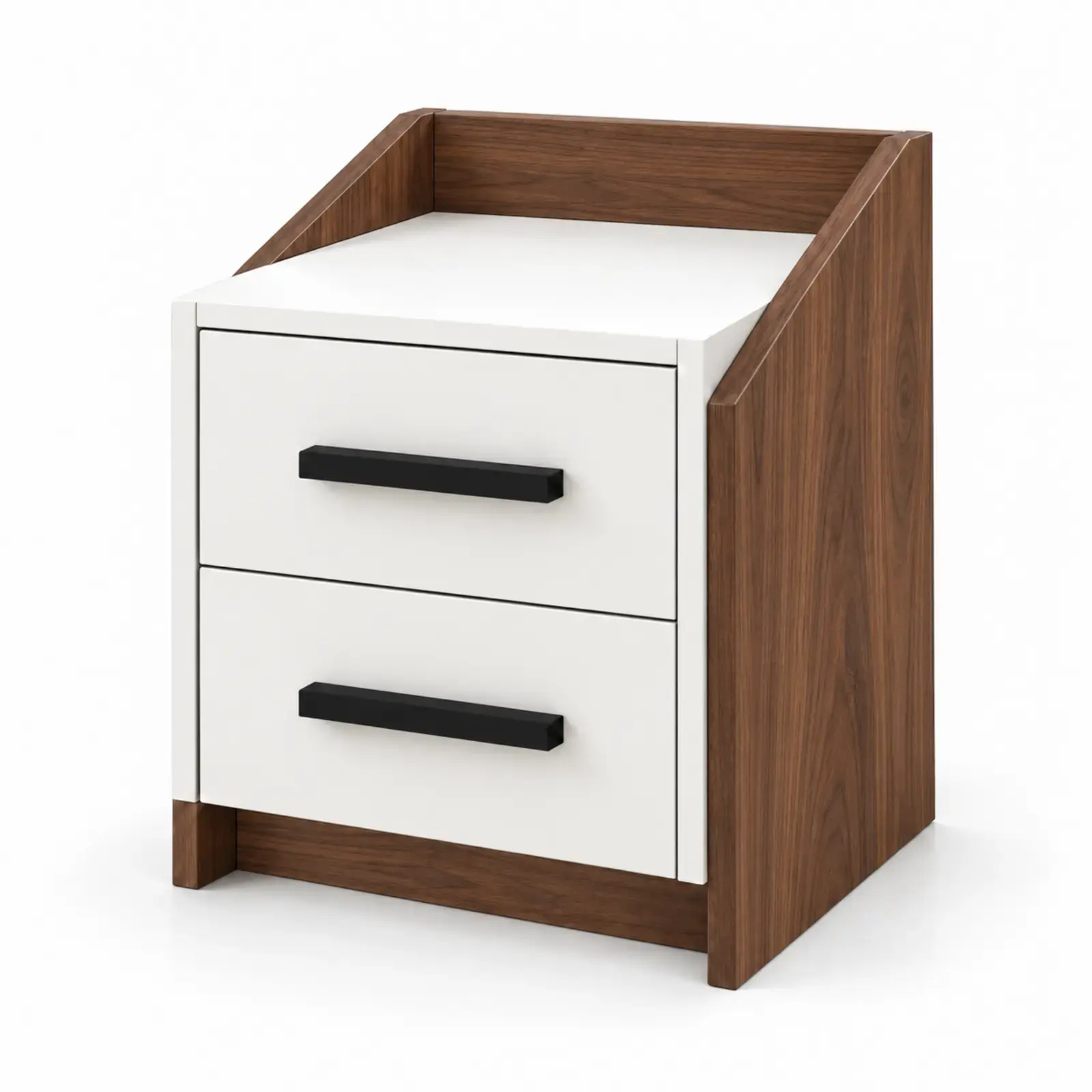 Yamaç 40 İki Çekmeceli Dar Komodin Mdf - Ceviz Beyaz