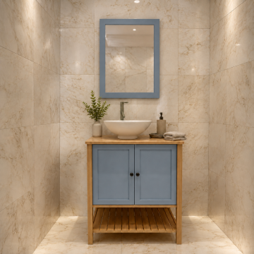 Adaçayı Meşe – Doğal Ahşap Banyo Dolabı Tasarımı*