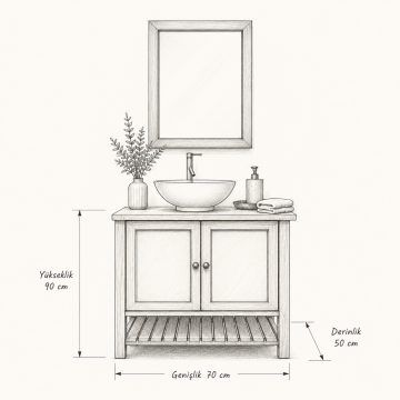Adaçayı Meşe – Doğal Ahşap Banyo Dolabı Tasarımı*